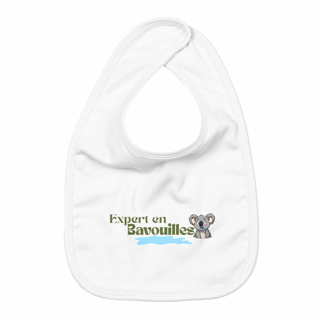 “Expert en bavouilles” — Bavoir bébé - face_blanc
