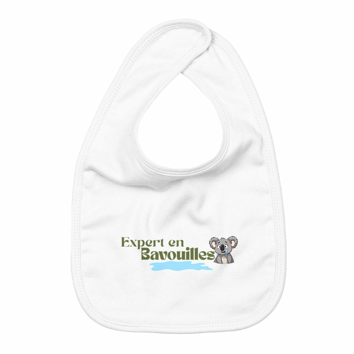 “Expert en bavouilles” — Bavoir bébé - face_blanc