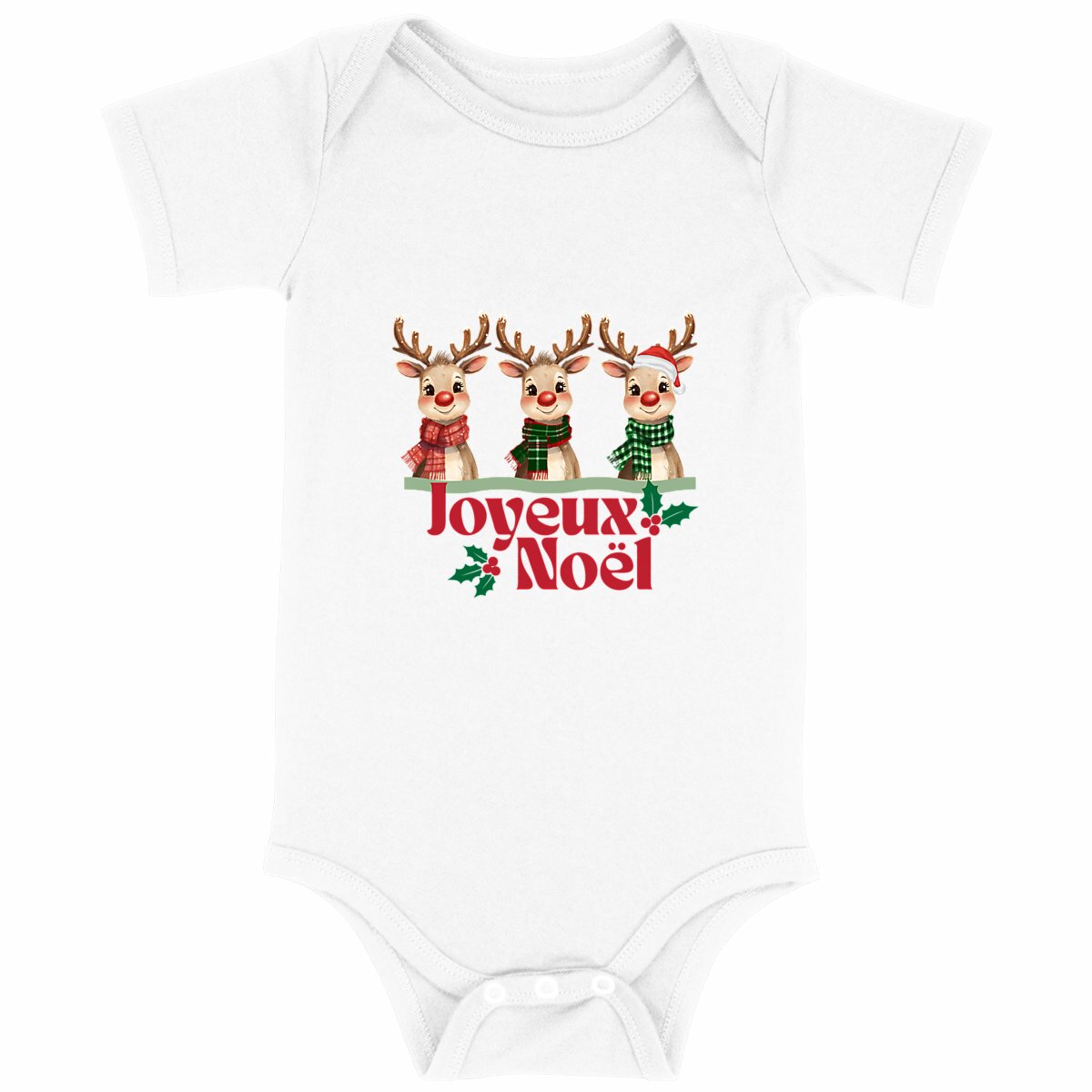 Joyeux Noël renne - Body bébé Noël - face_blanc