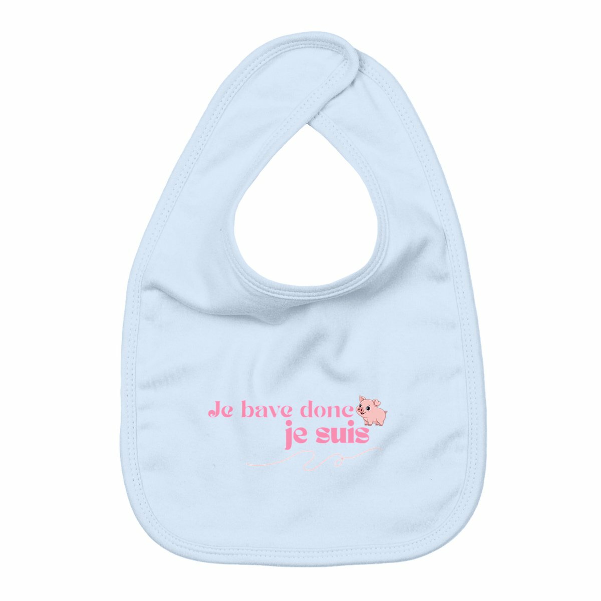 “Je bave donc je suis” — Bavoir bébé - face_bleu