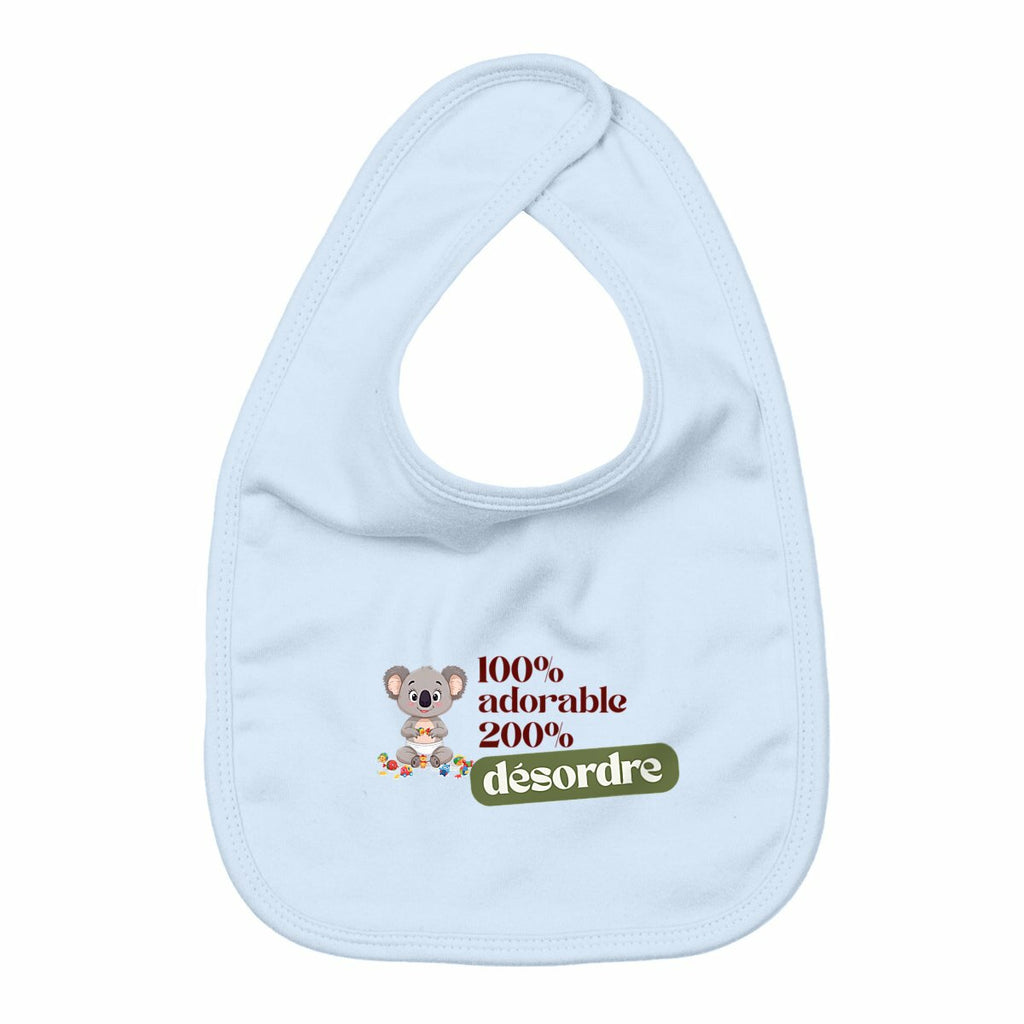 "100% adorable – 200% désordre" - Bavoir bébé - face_bleu