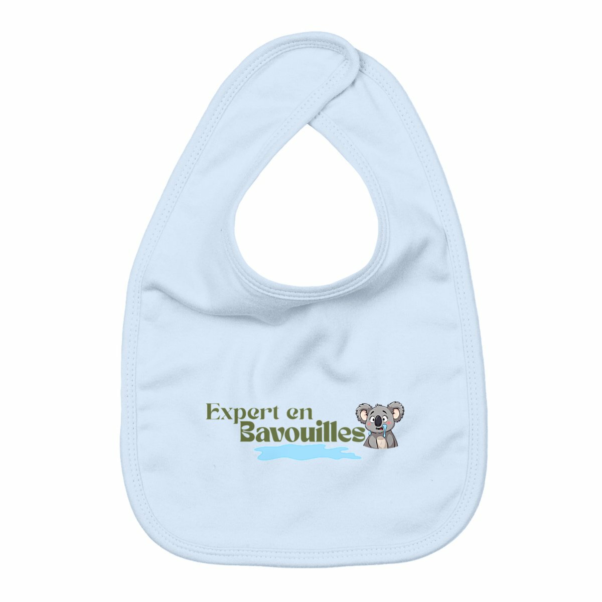 “Expert en bavouilles” — Bavoir bébé - face_bleu