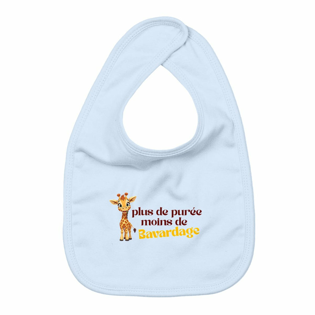 "Plus de purée, moins de bavardage" - Bavoir bébé - face_bleu