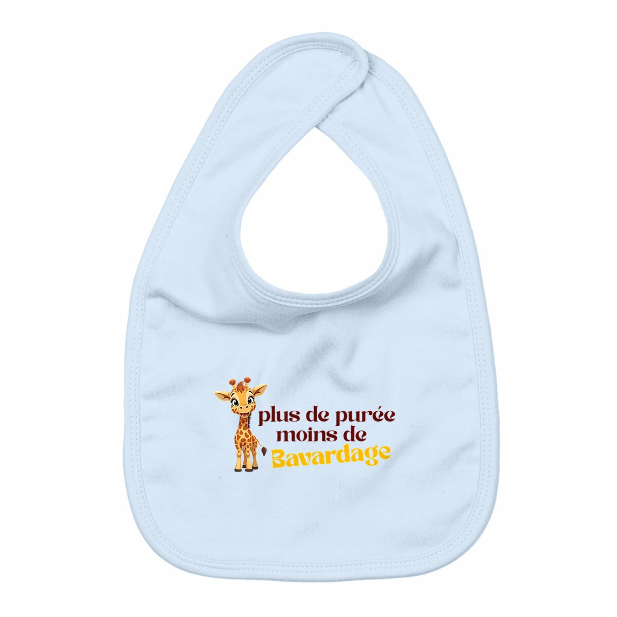 "Plus de purée, moins de bavardage" - Bavoir bébé - face_bleu