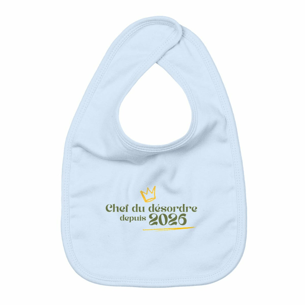 “Chef du désordre depuis 2026” — Bavoir bébé - face_bleu