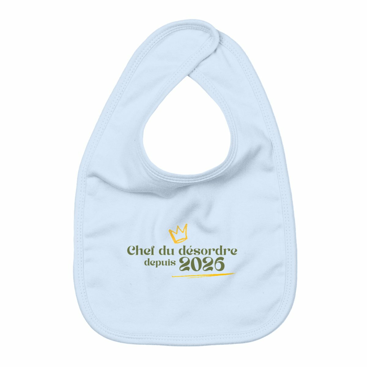 “Chef du désordre depuis 2026” — Bavoir bébé - face_bleu
