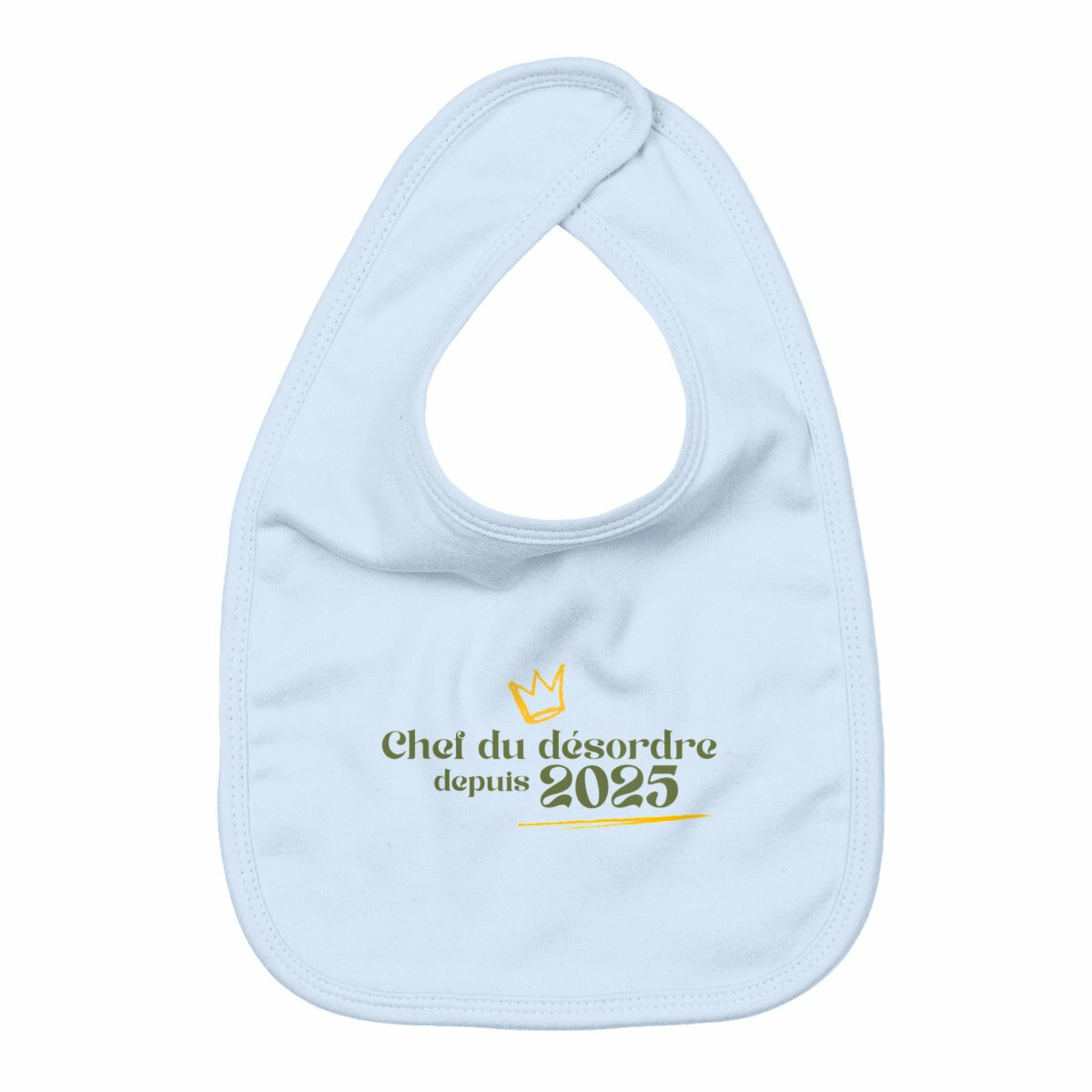 “Chef du désordre depuis 2025 ” — Bavoir bébé - face_bleu