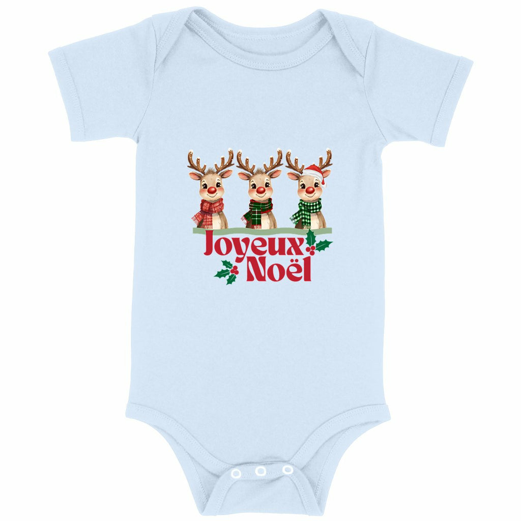 Joyeux Noël renne - Body bébé Noël - face_bleu