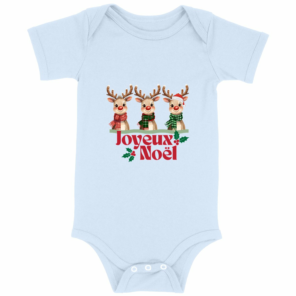 Joyeux Noël renne - Body bébé Noël - face_bleu