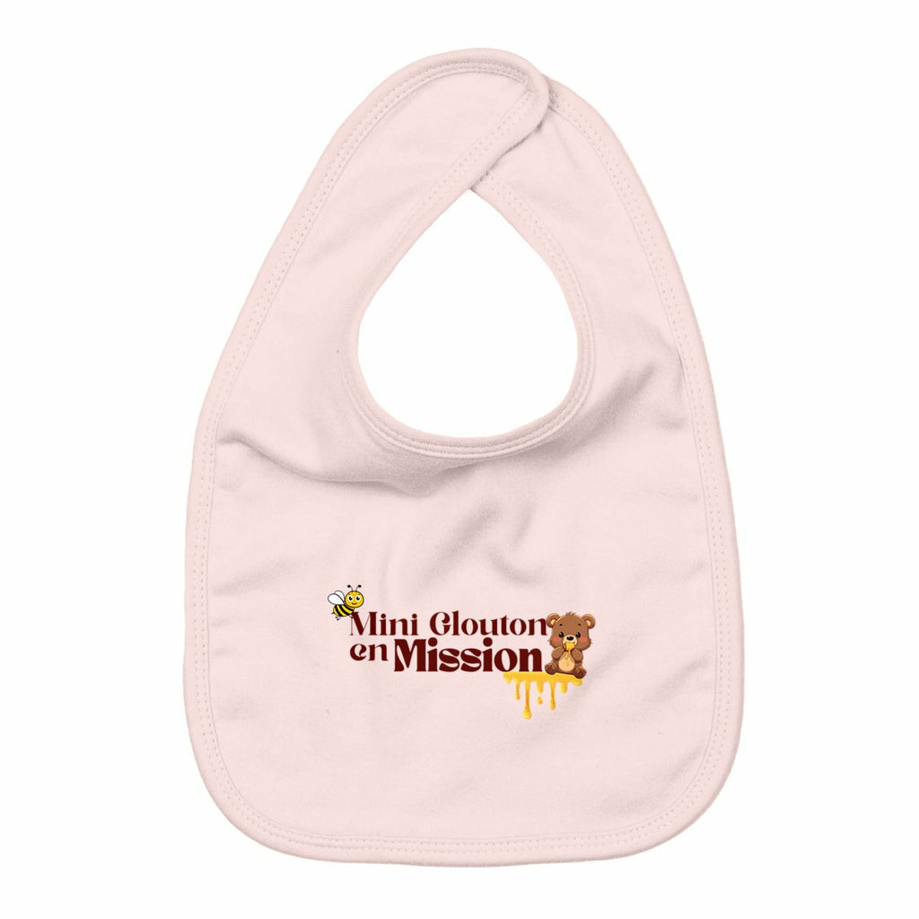 “Mini glouton en mission” — Bavoir bébé - face_rose