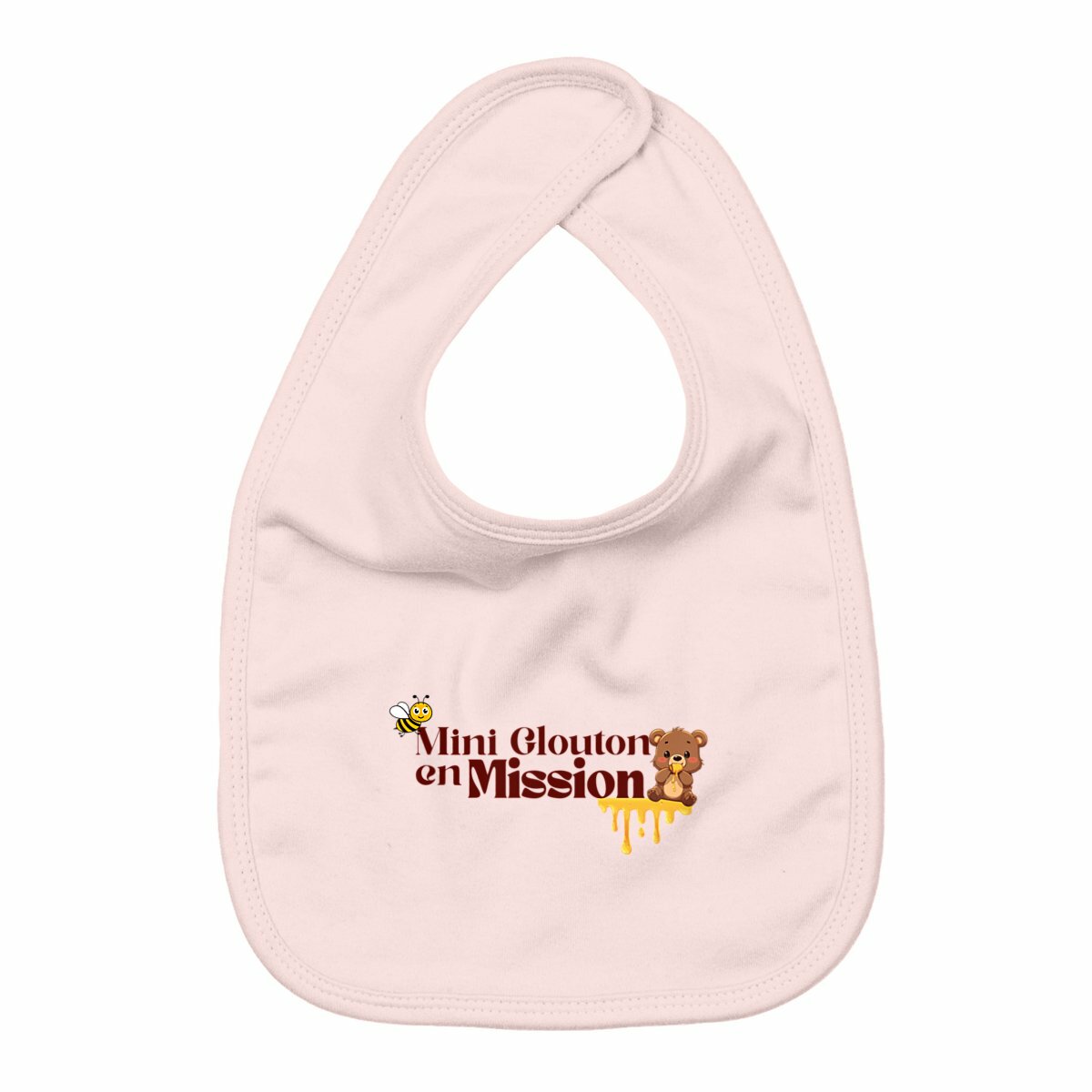 “Mini glouton en mission” — Bavoir bébé - face_rose