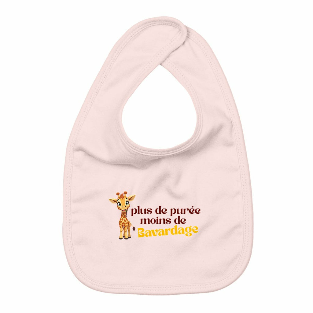 "Plus de purée, moins de bavardage" - Bavoir bébé - face_rose