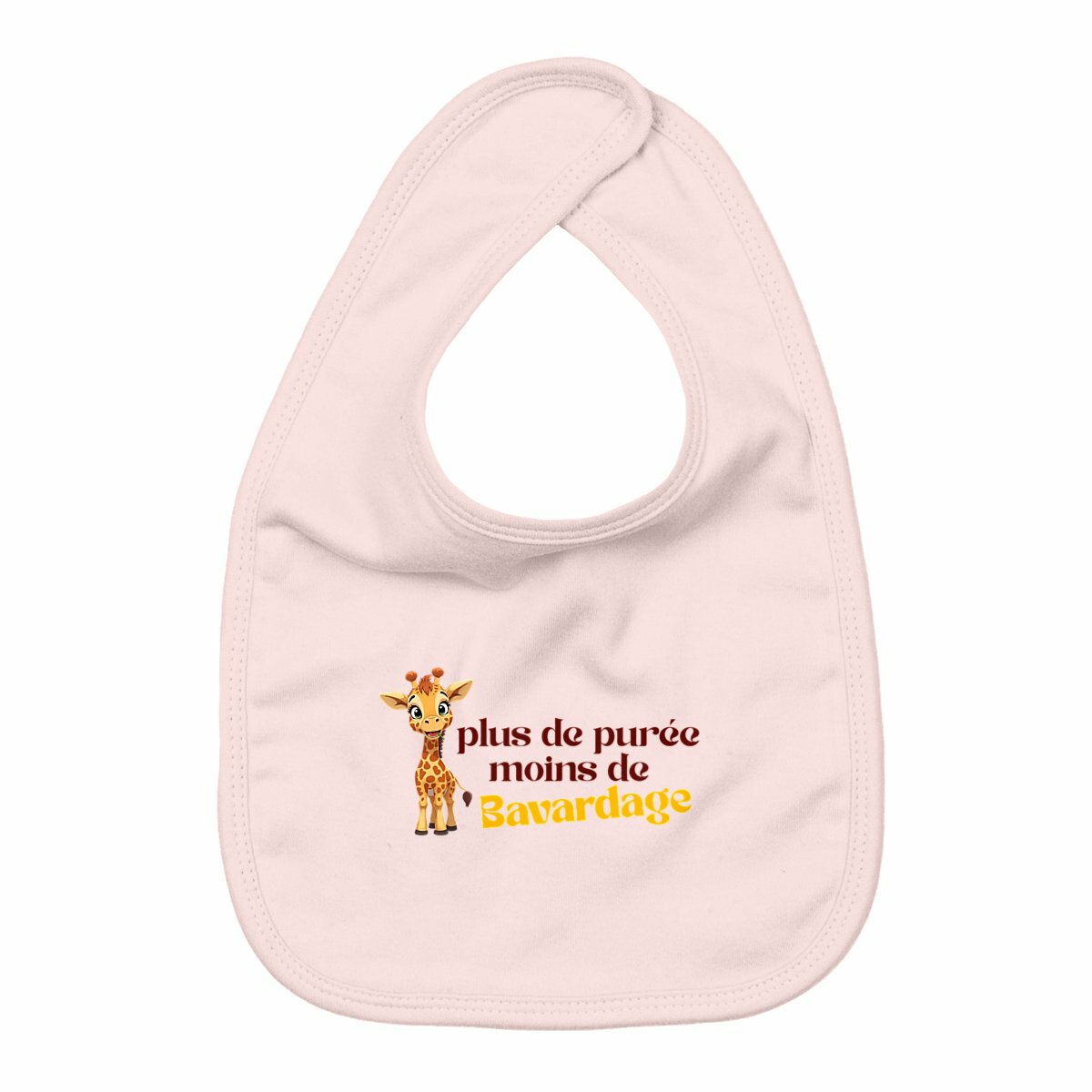 "Plus de purée, moins de bavardage" - Bavoir bébé - face_rose