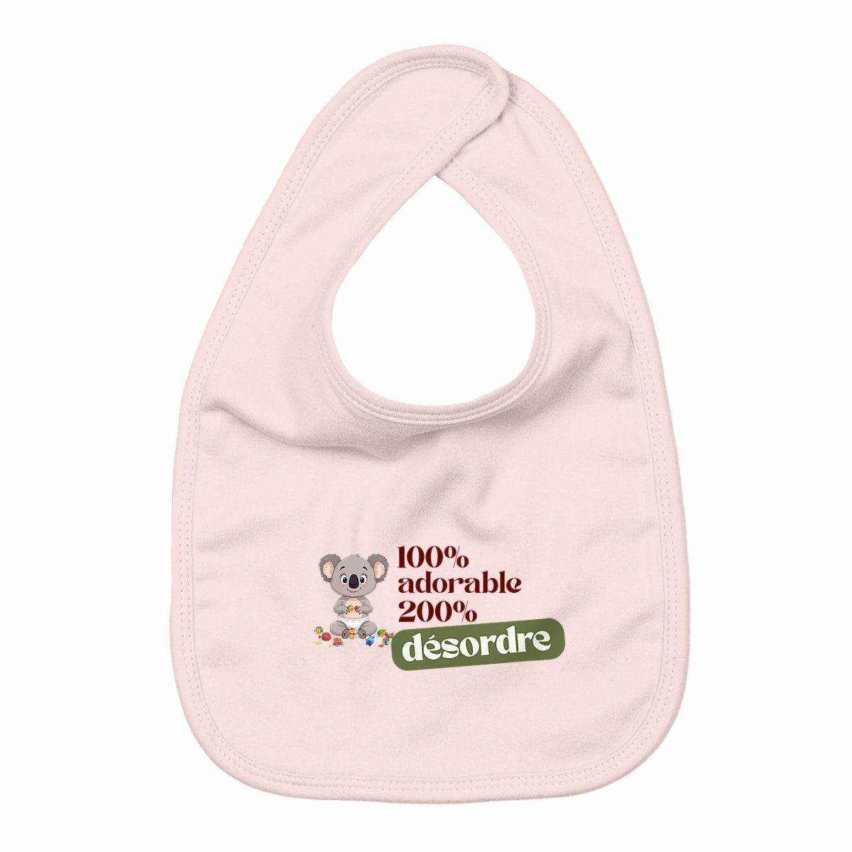 "100% adorable – 200% désordre" - Bavoir bébé - face_rose