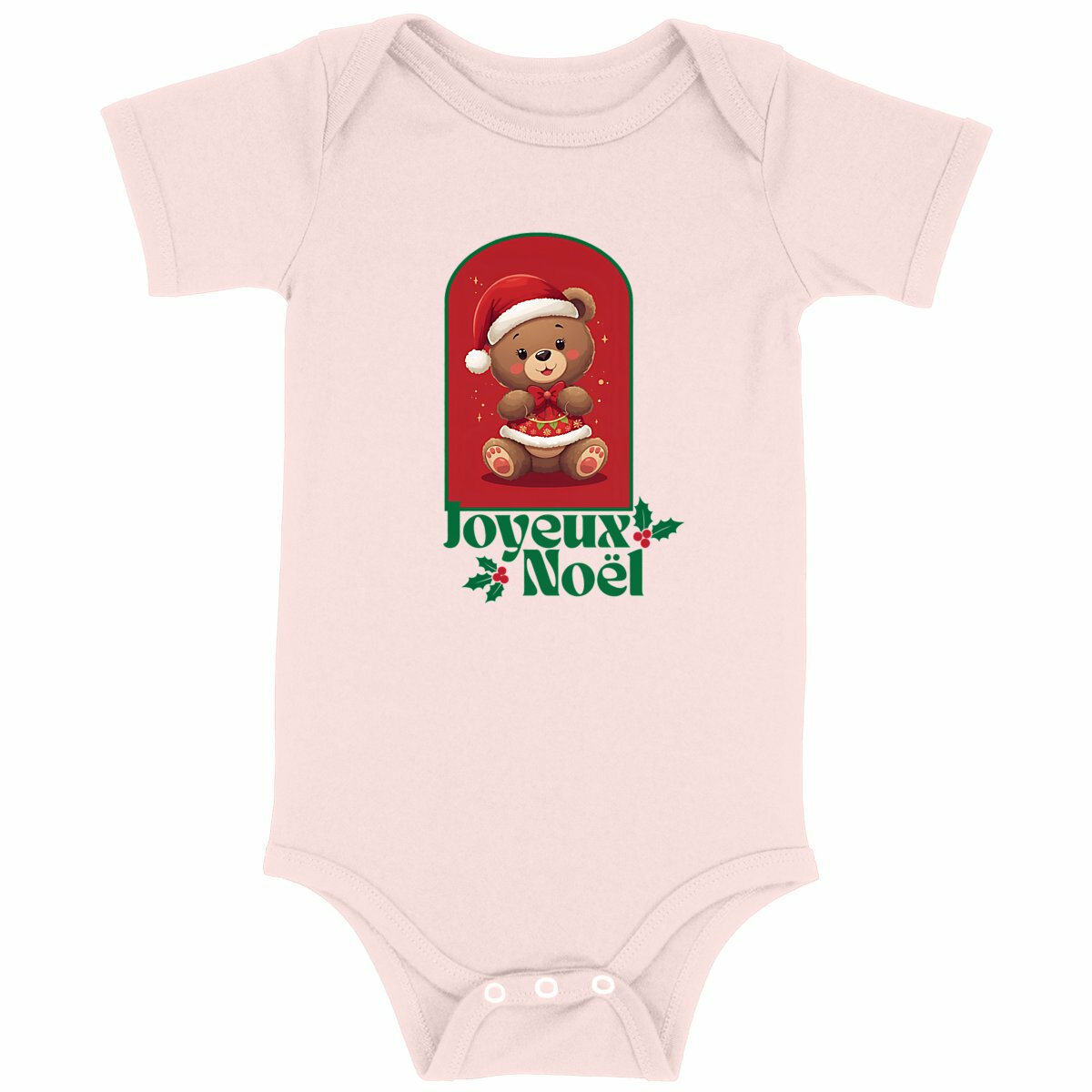 Joyeux Noël ourson 2 - Body bébé - face_rose